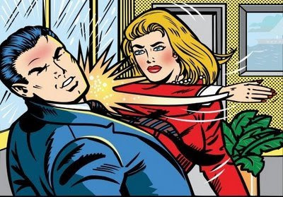 woman slaps man in face cartoon